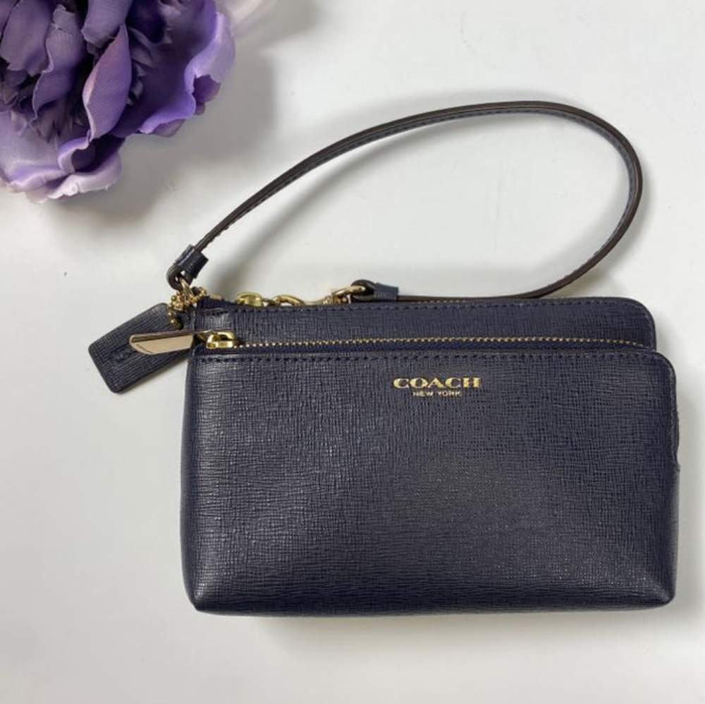 Coach double zipper wristlet